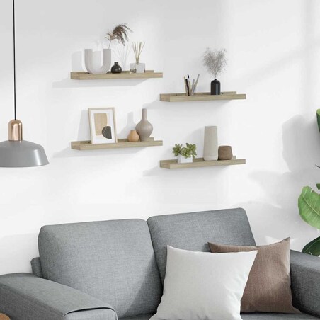 vidaXL Półki ścienne, 4 szt., dąb sonoma, 40x9x3 cm