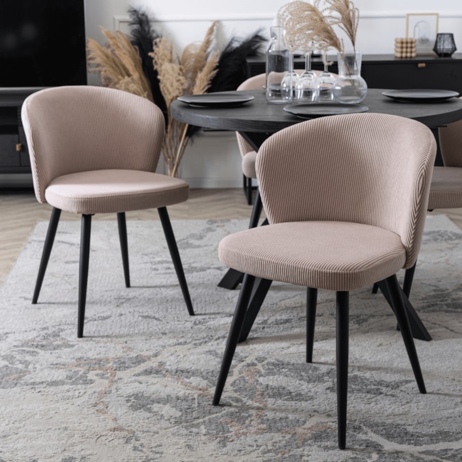 Krzesło Tapicerowane HAILEY Pudrowy Róż Do Jadalni Sztruks