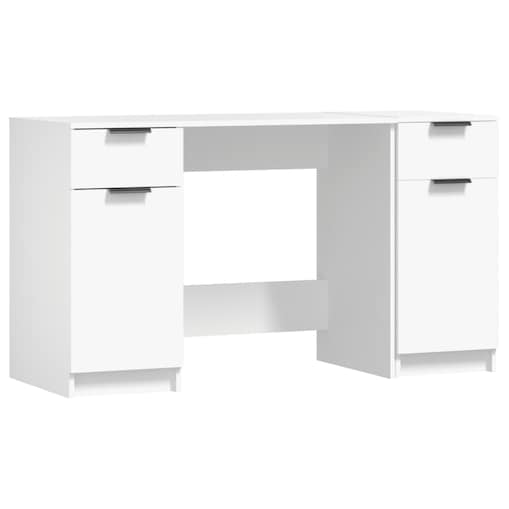 vidaXL Biurko z szafką boczną, białe, materiał drewnopochodny