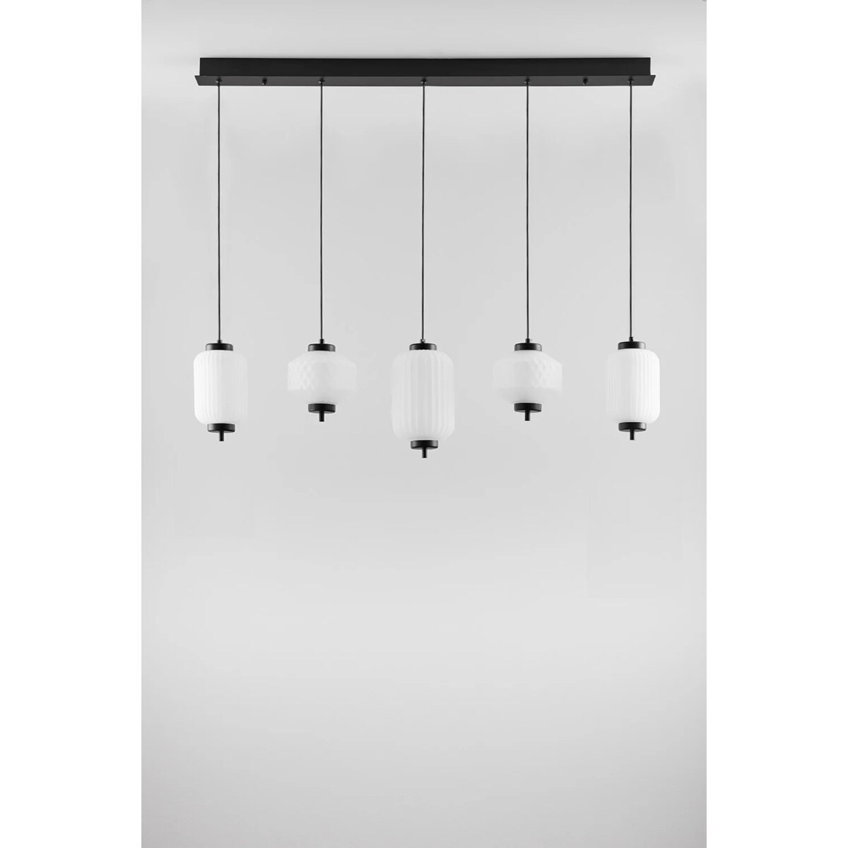 Lampa wisząca LED z metalu i szkła z 5 punktami świetlnymi Necsar