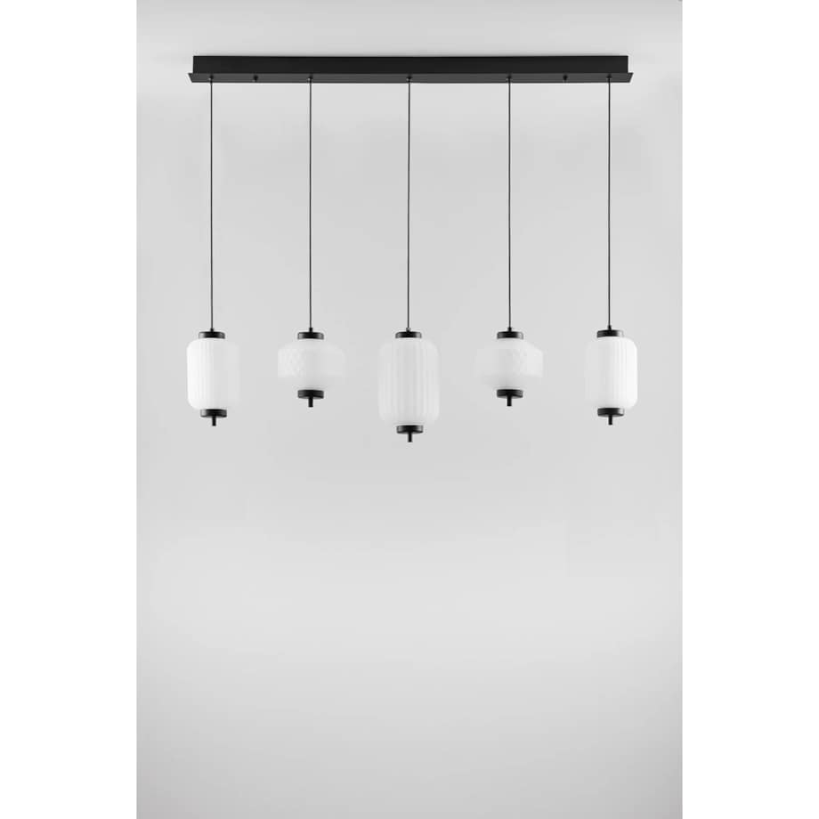 Lampa wisząca LED z metalu i szkła z 5 punktami świetlnymi Necsar