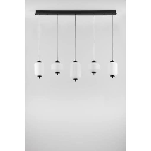 Lampa wisząca LED z metalu i szkła z 5 punktami świetlnymi Necsar