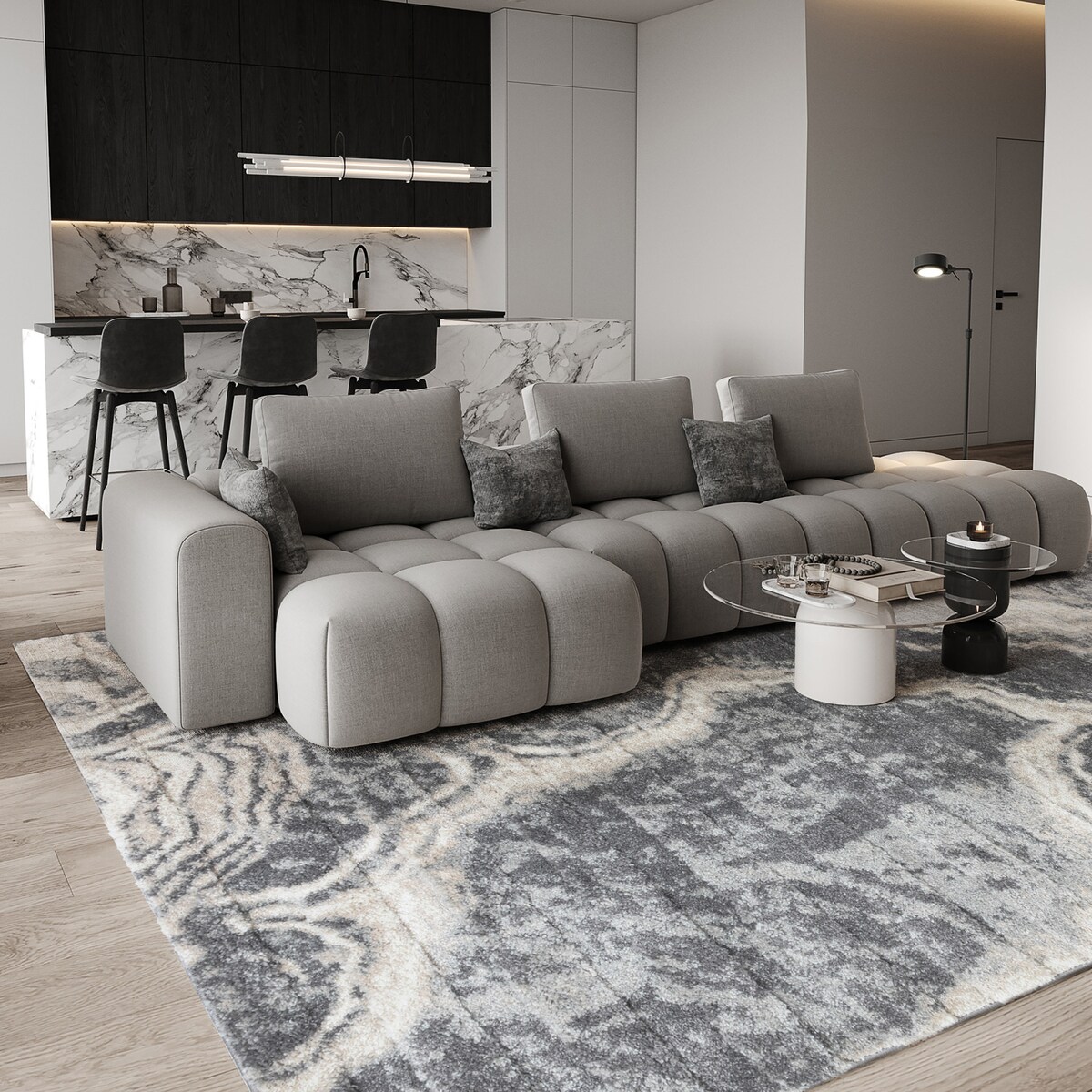 Dywan Mono 200x300 cm Marmur Antracytowy