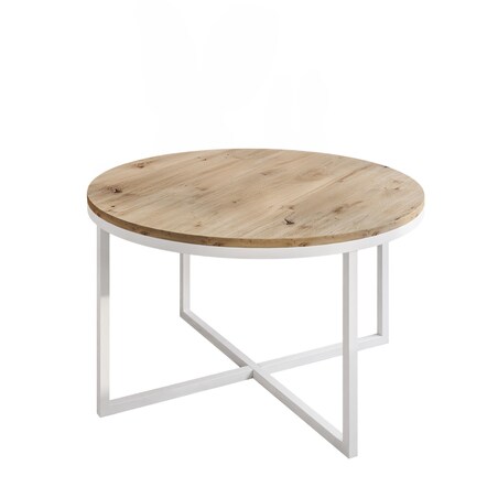 Okrągły stolik kawowy CIRI-X biały dąb artisan