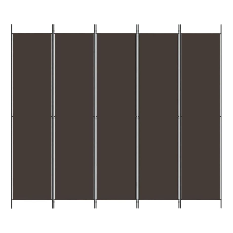 vidaXL Parawan 5-panelowy, brązowy, 250x220 cm, tkanina