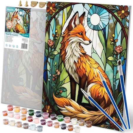 Malowanie po numerach obraz z ramą 40x50 Lisek 2 Massido