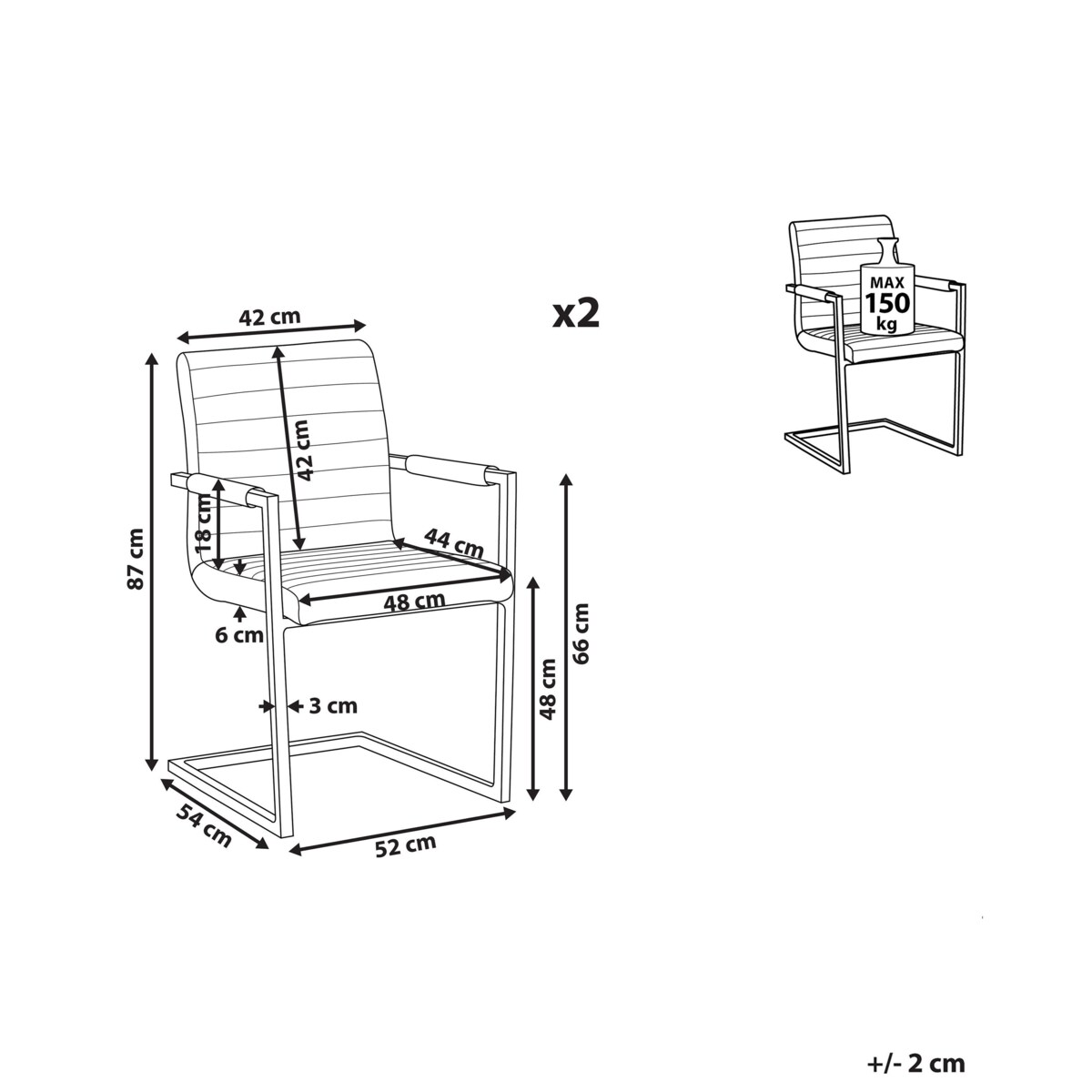 Krzesło konsolowe Zestaw 2 Skóra ekologiczna Brązowy BUFORD