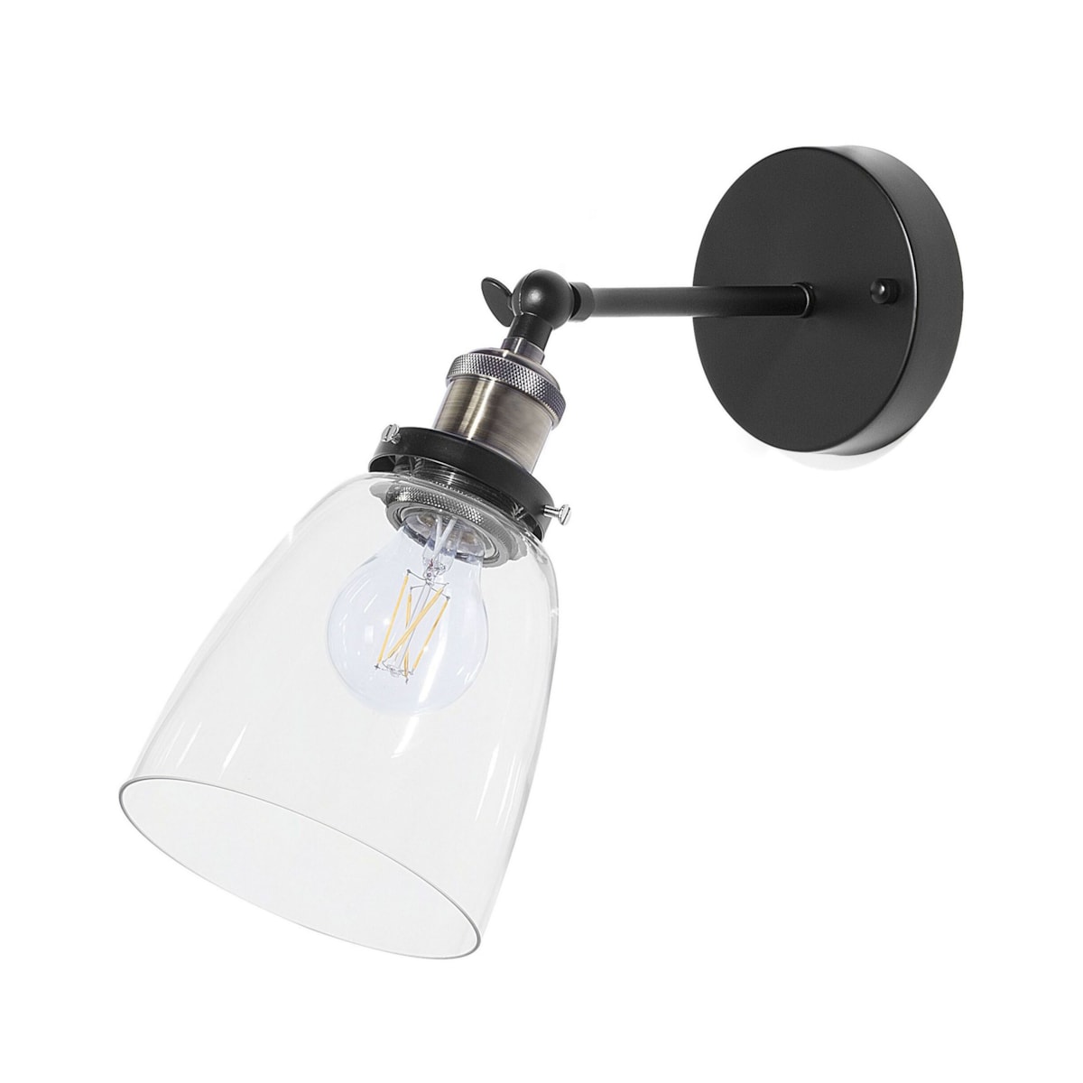 Zestaw 2 lamp ściennych LOVAT Regulowana Metal Przezroczysty Czarny
