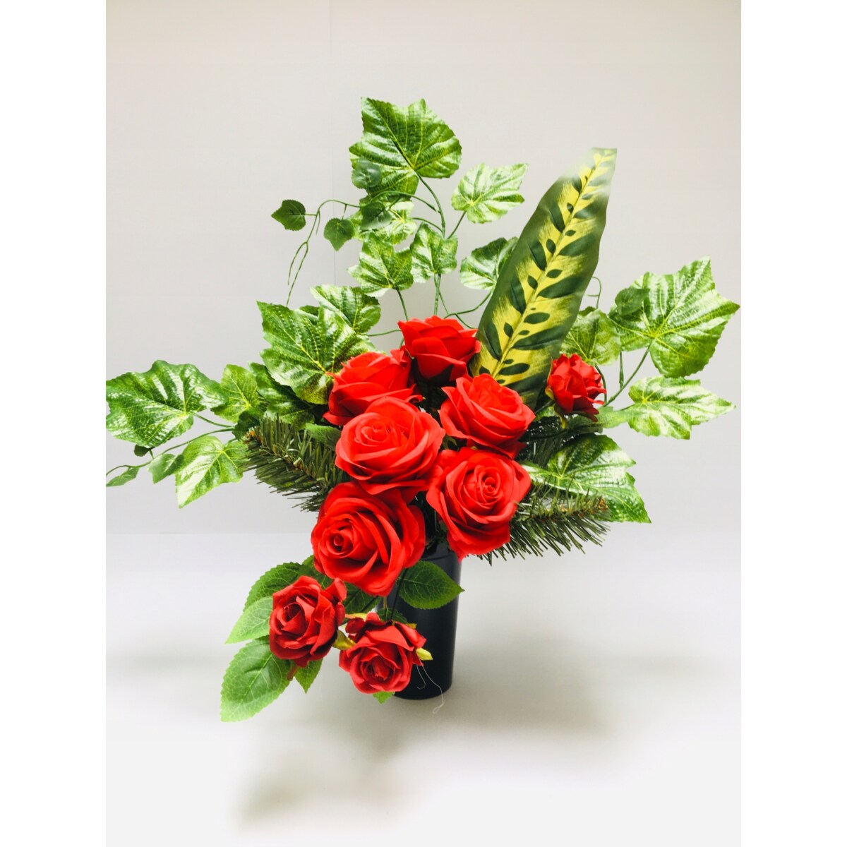 GOTOWY STROIK RÓŻA czerwona wkład do flakonu wiązanka na cmentarz KWIATY