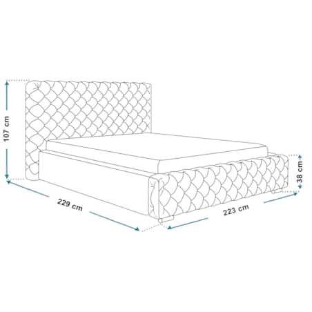 Łóżko sypialniane 200x200 BEN 12 stelaż metalowy- butelkowa zieleń