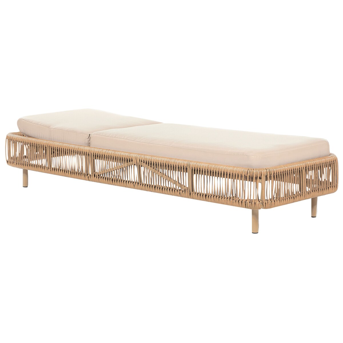 Leżak ogrodowy z poduszką OSINI Rozkładany Technorattan Beżowy