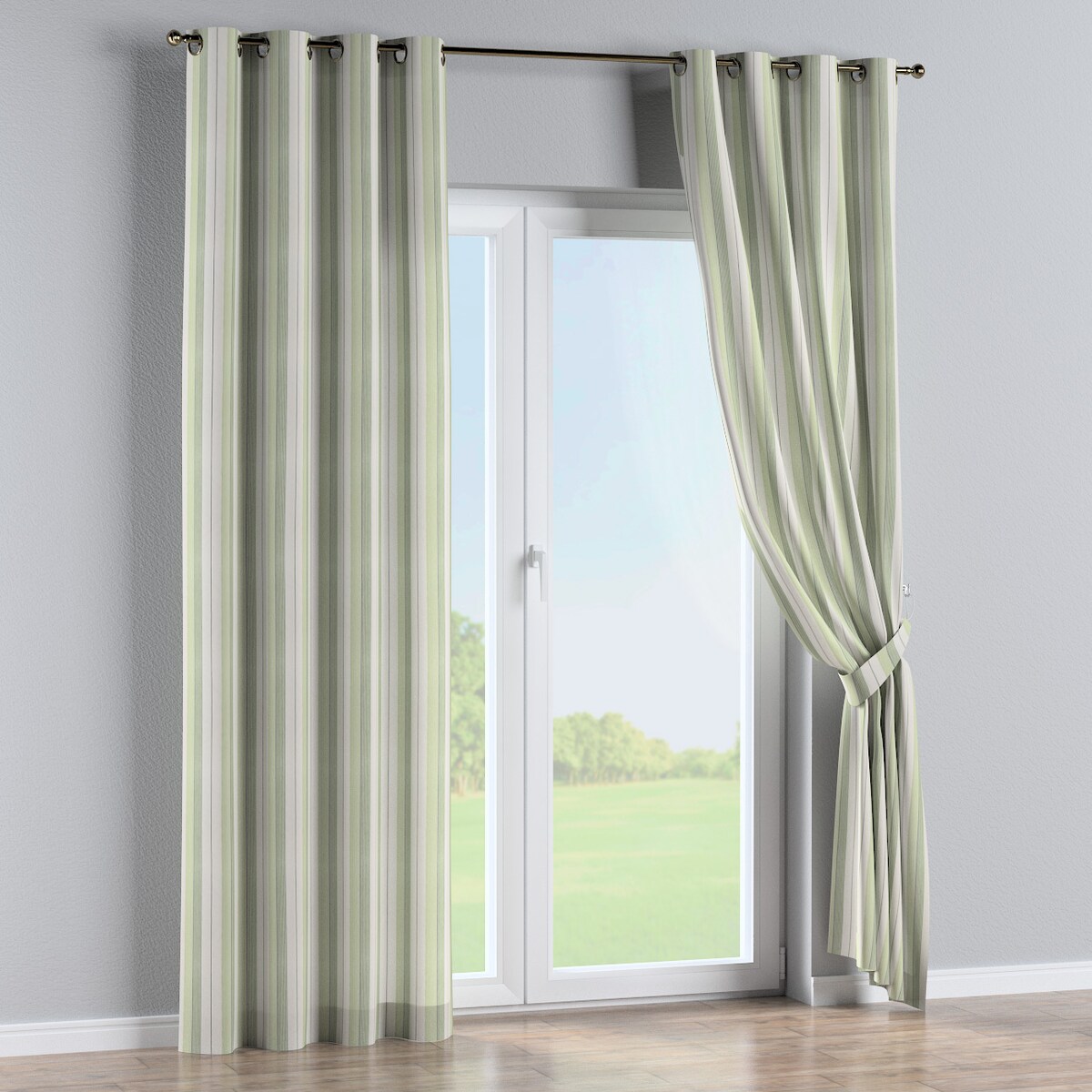 Zasłona na kółkach 1 szt. 130x260 zielone pasy