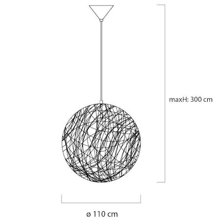 Wisząca lampa kula Luna okrągły zwis ze sznura czarny
