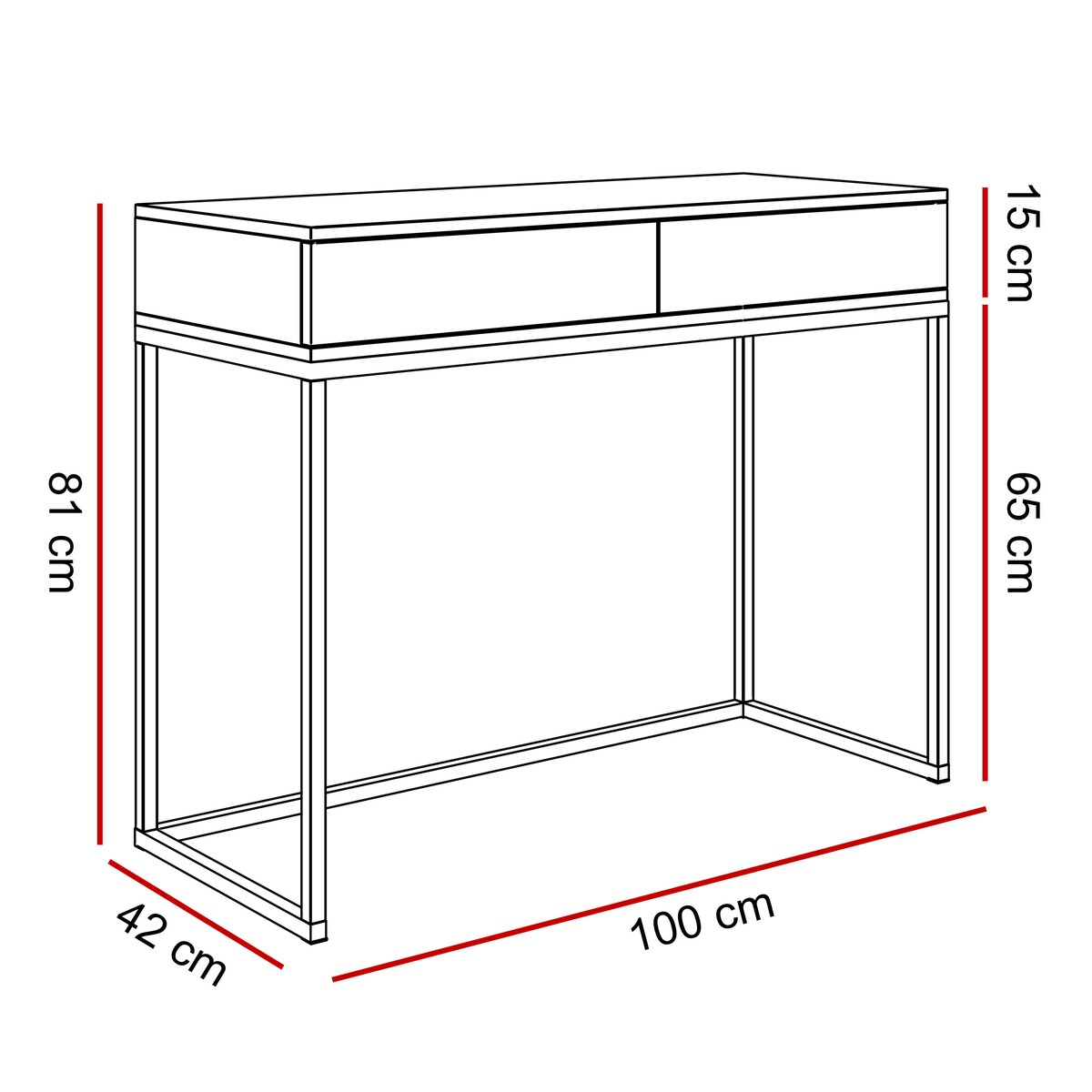 Konsola BLANCO LOFT 100x42x81 cm, biały połysk, kryształowy uchwyt