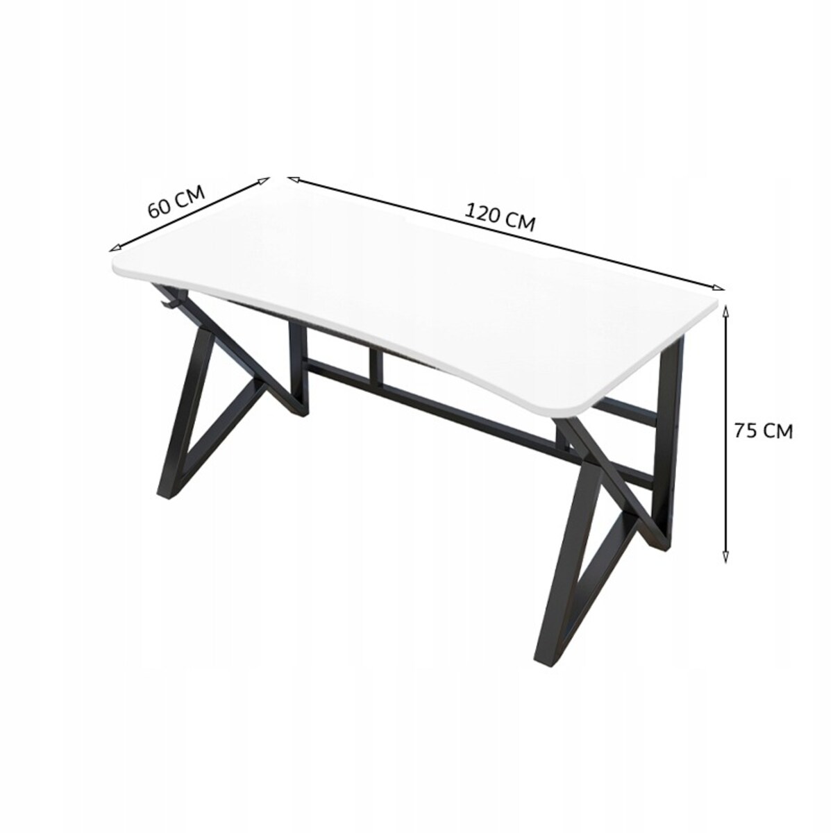 Biurko Komputerowe Białe Gamingowe Nowoczesne Dla Gracza Loft Duże 120 Cm