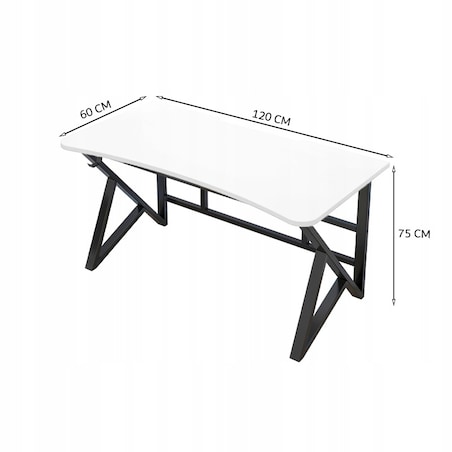 Biurko Komputerowe Białe Gamingowe Nowoczesne Dla Gracza Loft Duże 120 Cm