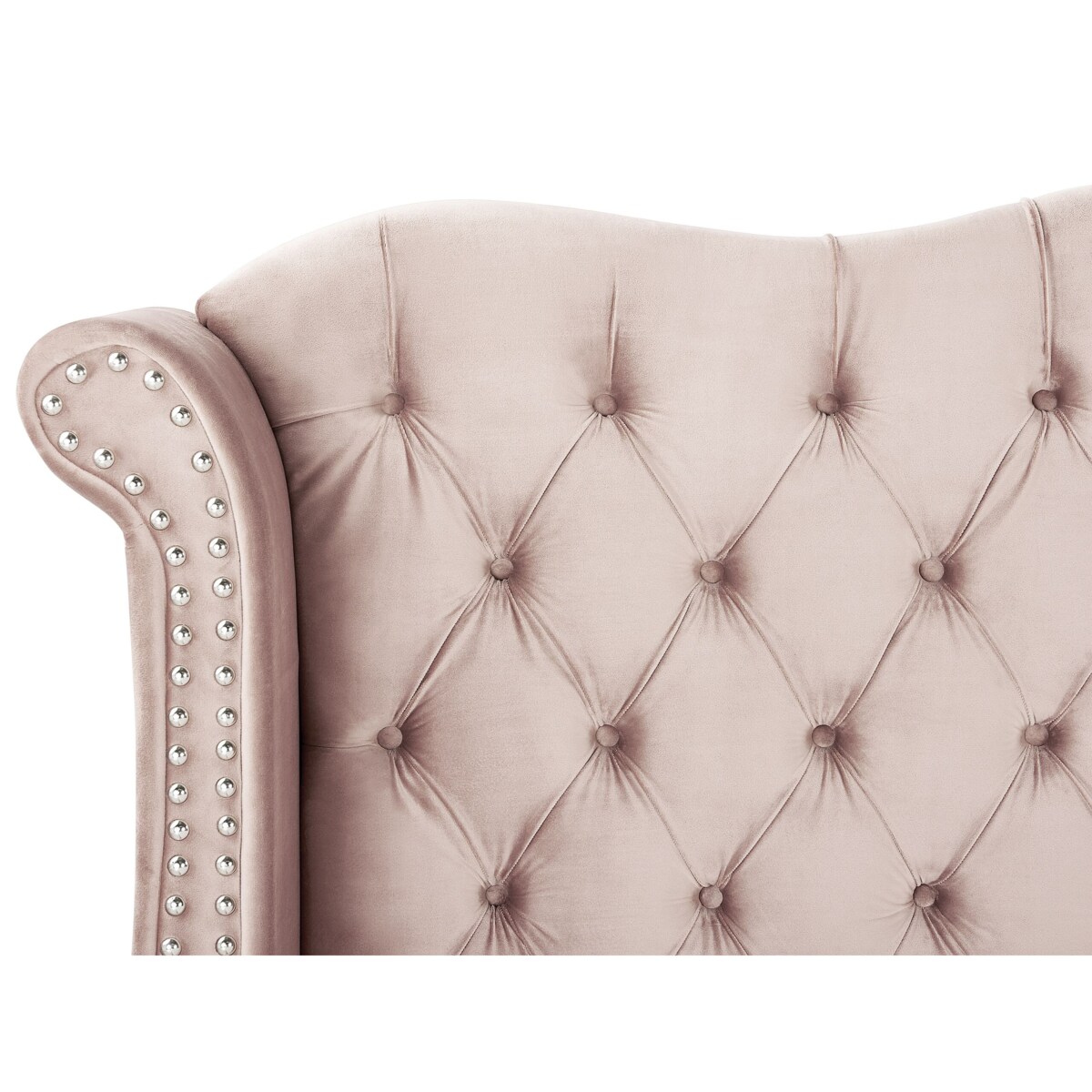 Łóżko Welur AYETTE 180 x 200 cm Pastelowy róż