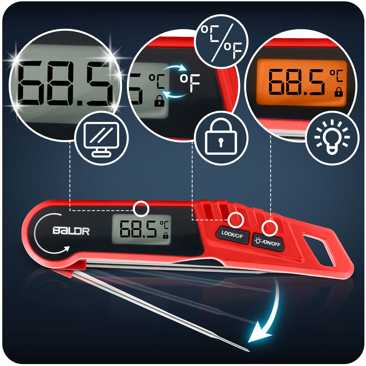 Termometr kuchenny szpilkowy elektroniczny do mięsa Baldr