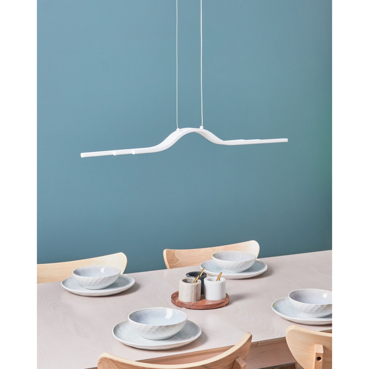 Lampa wisząca LED metalowa biała HONGU