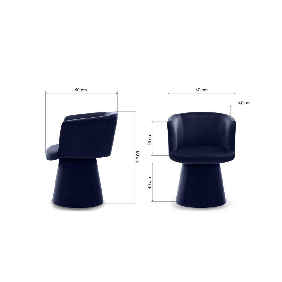 Krzesło obrotowe aksamitne granatowe Nalf