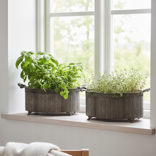 DONICZKA KORYTKO NA ZIOŁA BALKON TARAS LOFT METALOWA SZARA OSŁONKA 46cm