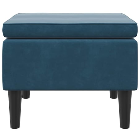 vidaXL Podnóżek z drewnianymi nóżkami, niebieski, obity aksamitem