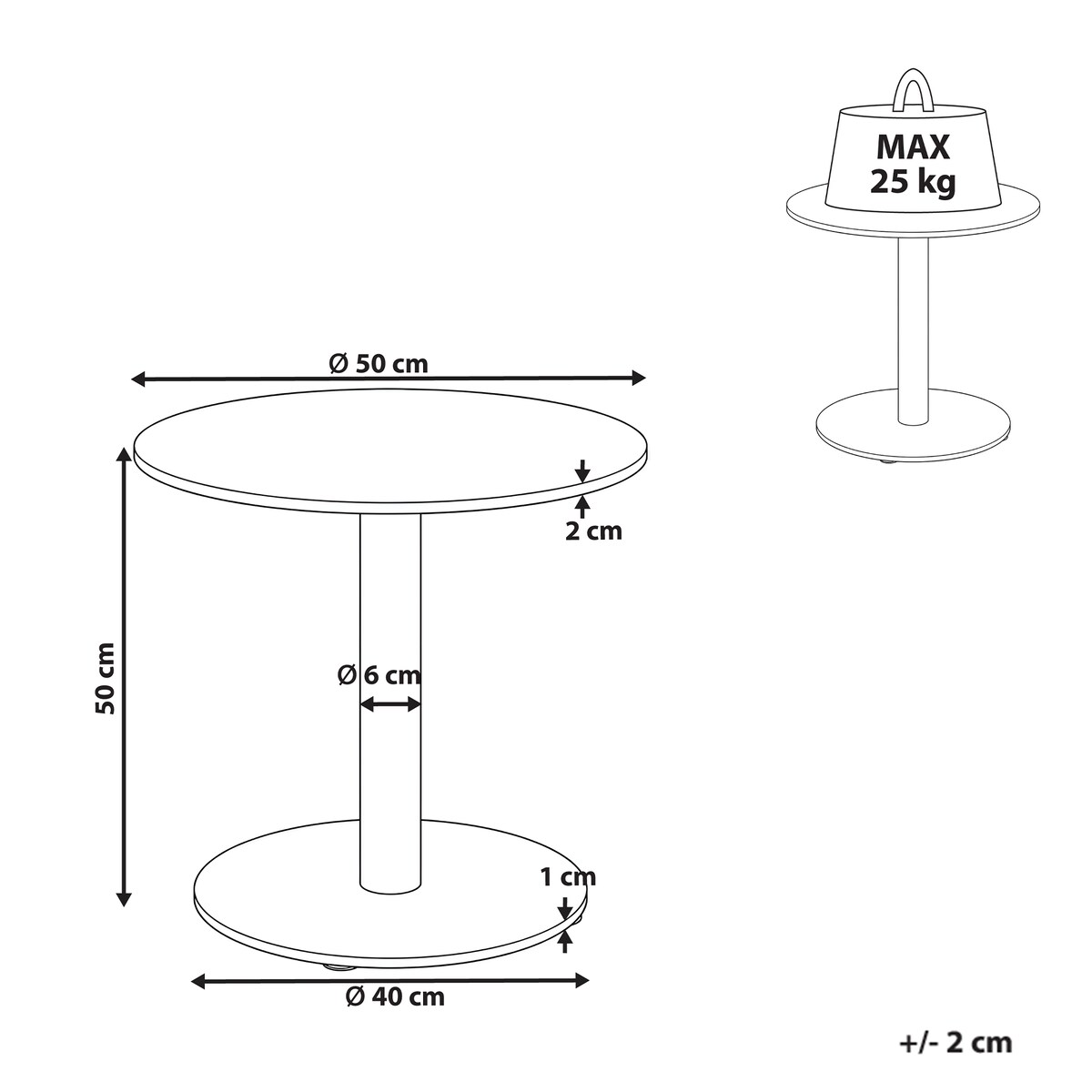 Stolik kawowy ogrodowy VITTUONE 50 cm 50 cm Metal Beżowy