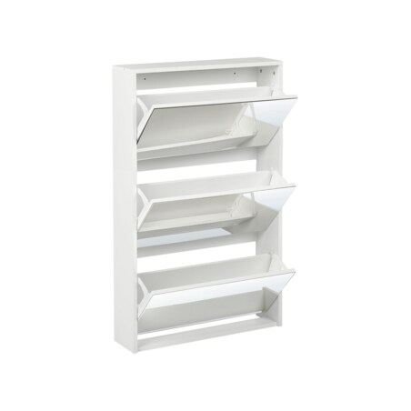 Szafka na buty 3 przegrody lustrzane fronty biała MIDFIELD