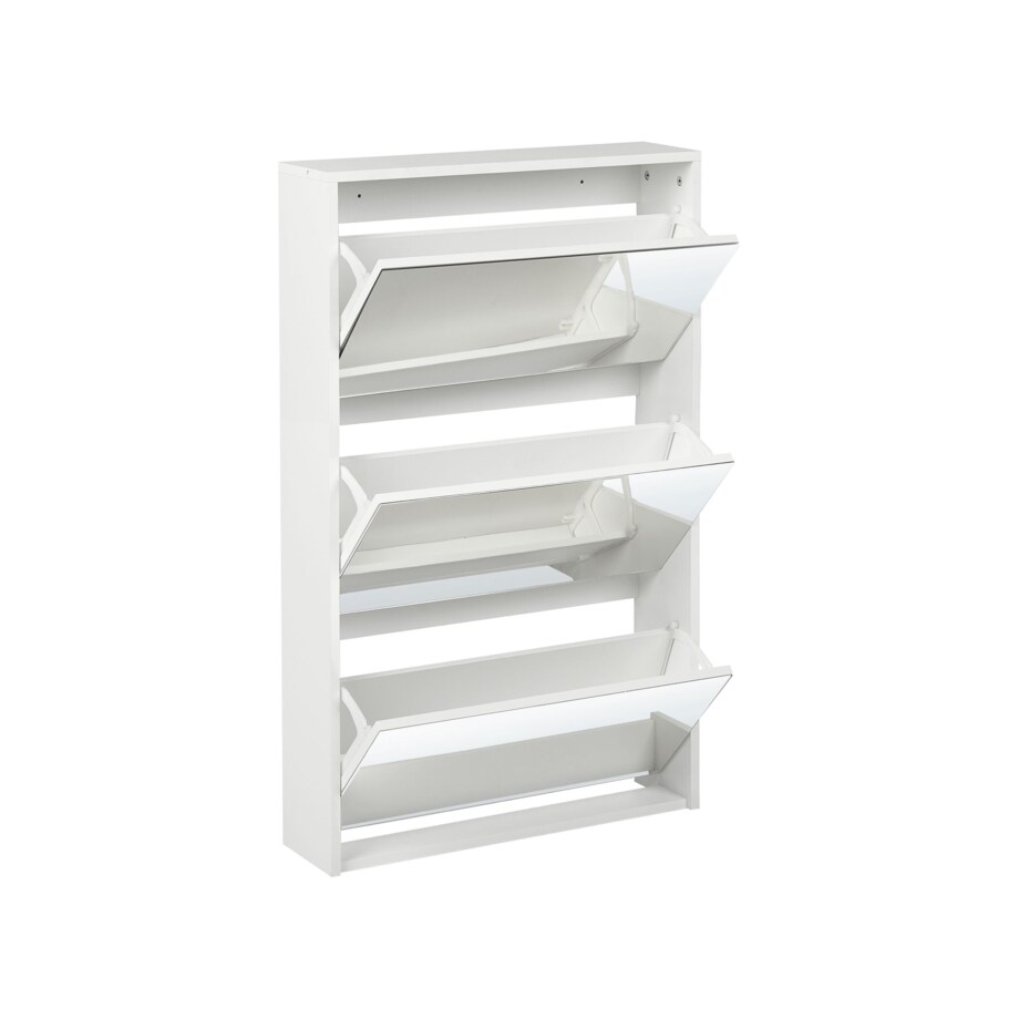 Szafka na buty 3 przegrody lustrzane fronty biała MIDFIELD