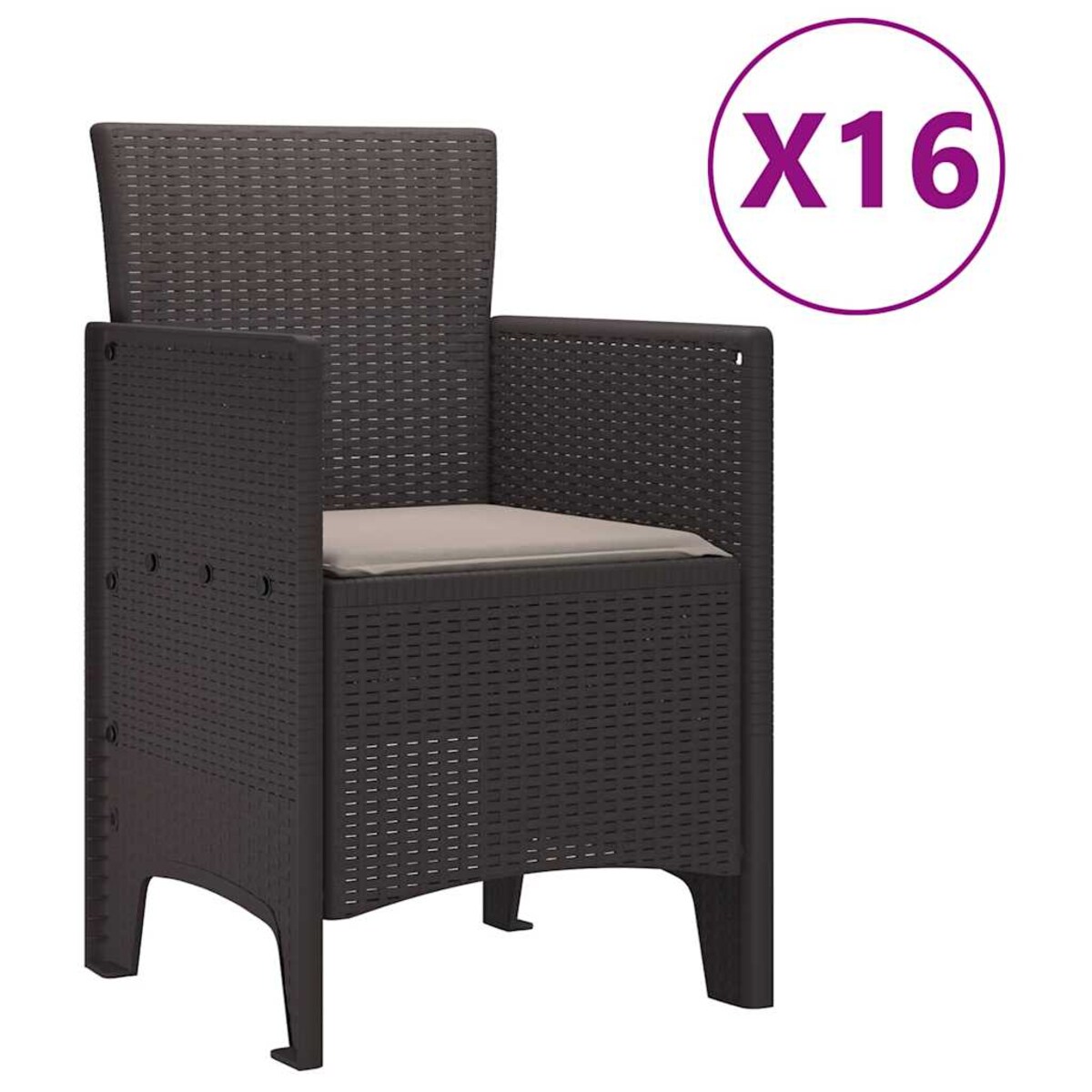 vidaXL Zestaw do jadalni w ogrodzie 17 pcs Brązowy Rattan Polt