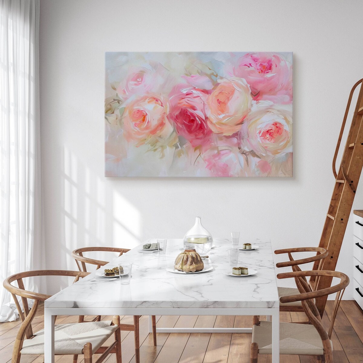 Obraz Do Sypialni Salonu Pastelowe Róże Kwiaty Natura Rośliny 70x50cm