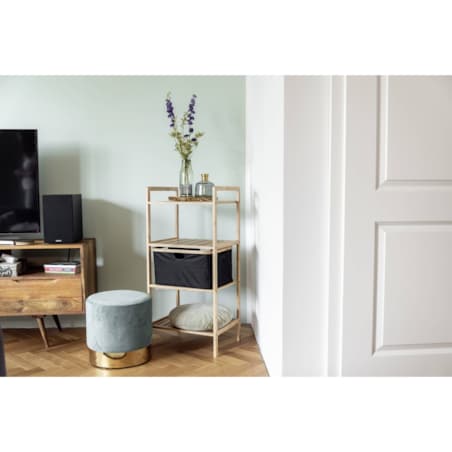 Regał łazienkowy bambus z koszem 93,5 cm