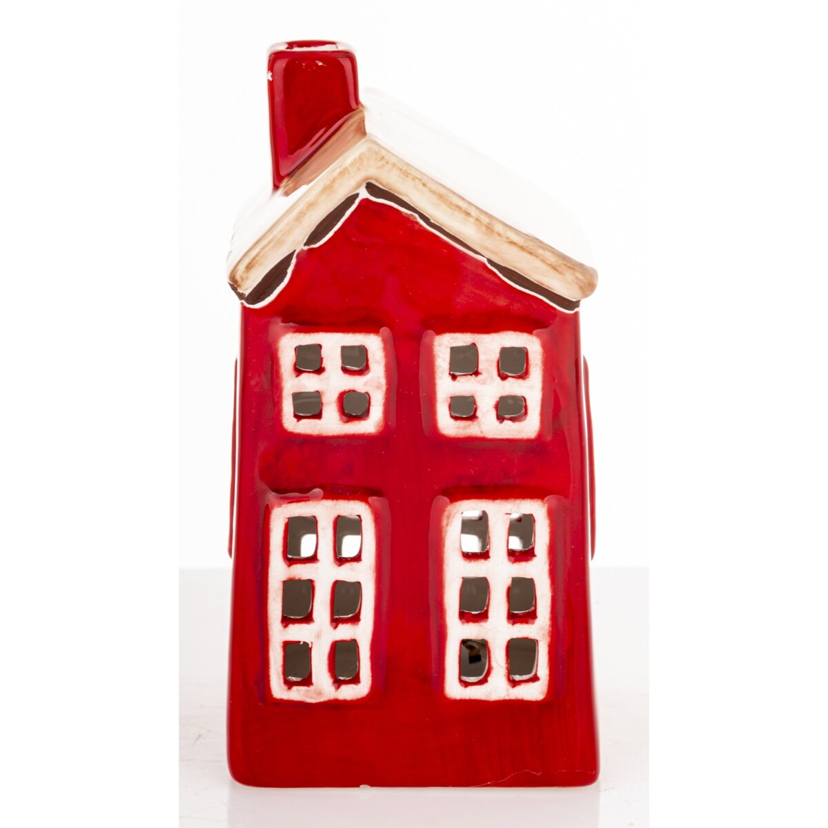 Dekoracja - kamionkowy domek LED 13x7x6 cm MARGITA-2 czerwony