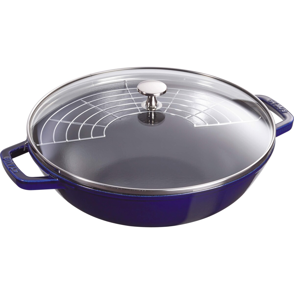 Wok żeliwny z pokrywką Staub - 30 cm, Niebieski