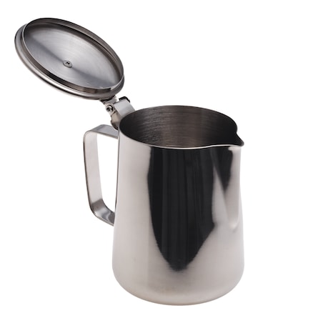 Stalowy kubek dzbanek mlecznik 600ml z pokrywką KAMILLE