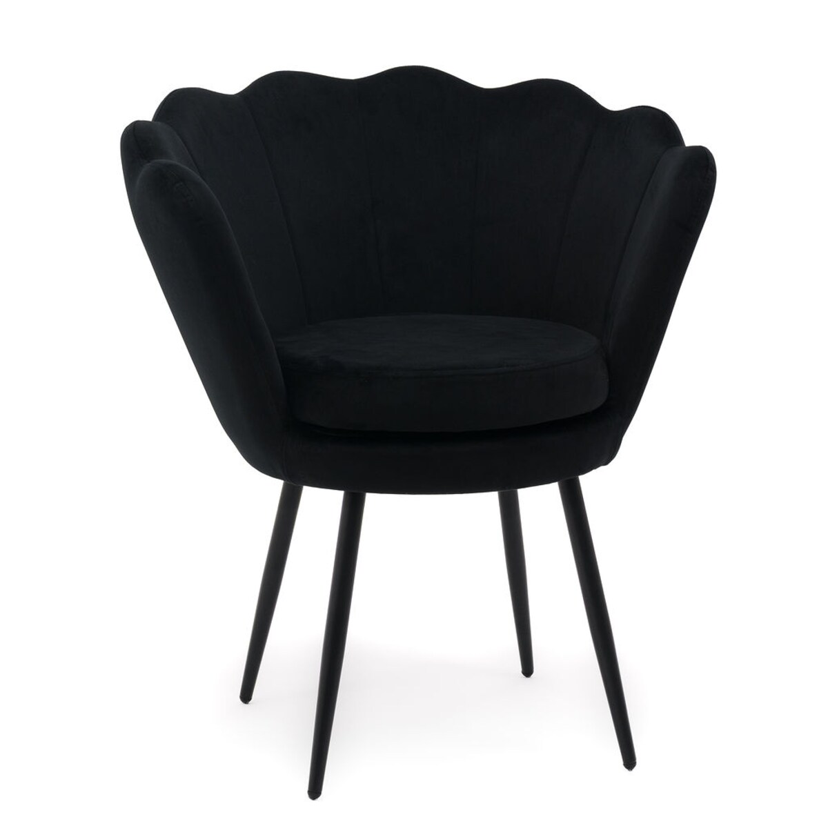 Krzesło do toaletki tapicerowane muszelka SHELL BLACK czarny