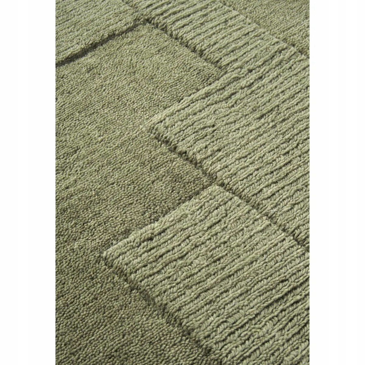 Dywan wełniany do salonu 80x150cm, zielony nowoczesny wzór 3D