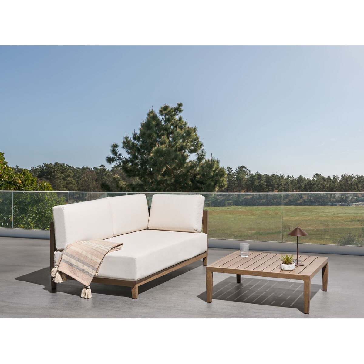 Sofa ogrodowa ze stolikiem dla 2 osób SAMPIERI Metal Brązowy