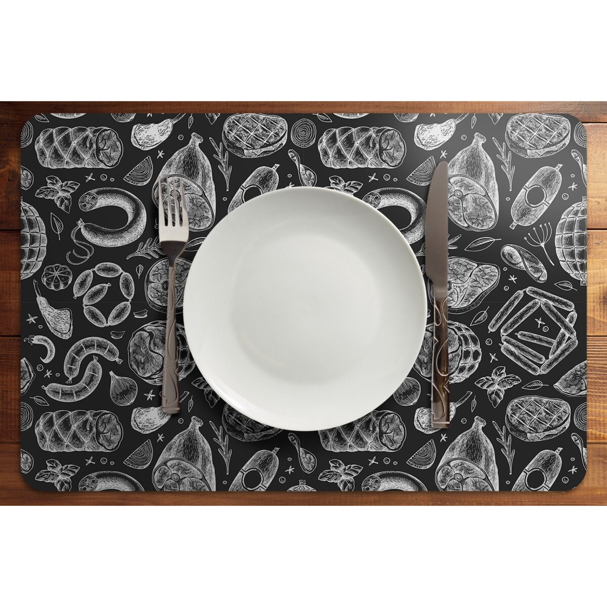 Komplet mat pod talerz Mięsne przysmaki, 6 szt. 45x30cm