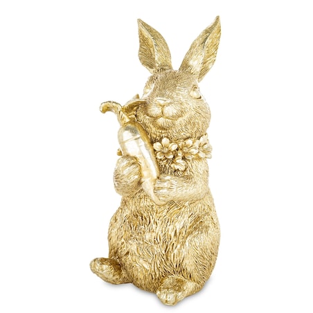 Figurka - złota króliczka z marchewką 16x9x7 cm KAROTO-2