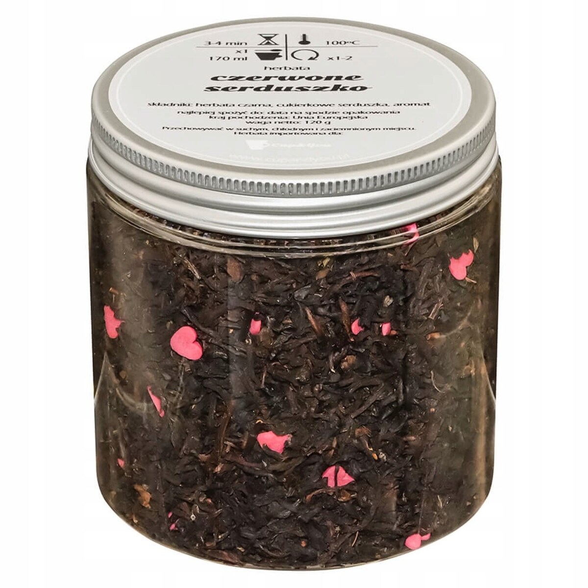 Herbata czarna CZERWONE SERDUSZKO o smaku truskawki z nutą wanilii PREMIUM - herbata liściasta sypana mieszanka napar susz - gotowa na prezent upominek