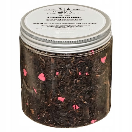 Herbata czarna CZERWONE SERDUSZKO o smaku truskawki z nutą wanilii PREMIUM - herbata liściasta sypana mieszanka napar susz - gotowa na prezent upominek