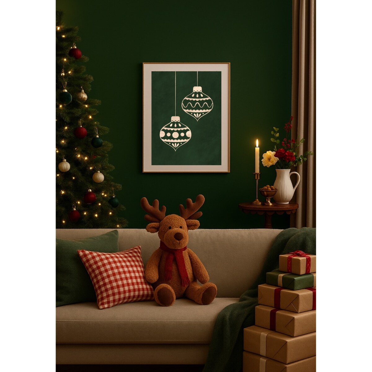 Poster Story, Plakat, Obraz - Beżowe Bombki, wymiary 50 x 70 cm