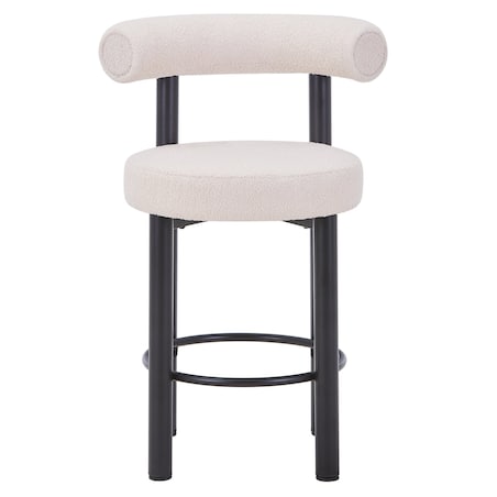 Hoker beżowy/czarne nogi/boucle 92x56x61 cm PEDRINO - II, 2 szt.