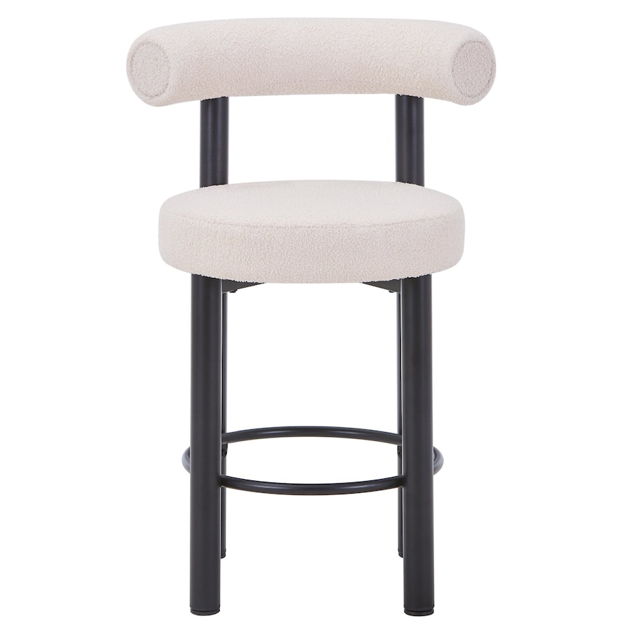 Hoker beżowy/czarne nogi/boucle 92x56x61 cm PEDRINO - II, 2 szt.