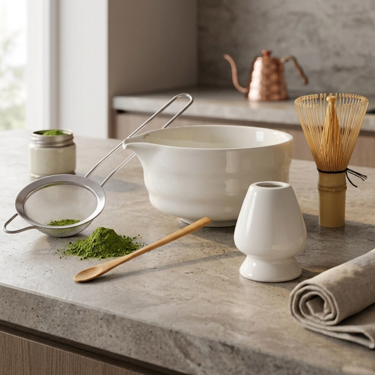 Porcelanowy zestaw do matchy PORCE, 5 częściowy