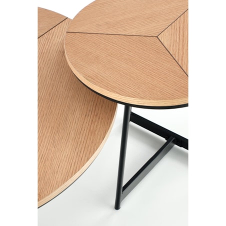 STOLIK KAWOWY Annaba z MDF-u OKRĄGŁY 80/41 cm dąb/czarny