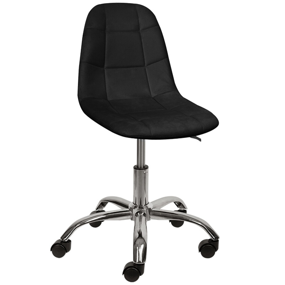 KRZESŁO BIUROWE FOTEL OBROTOWY REGULOWANY WELUROWY PIKOWANY DO BIURKA CZARNY