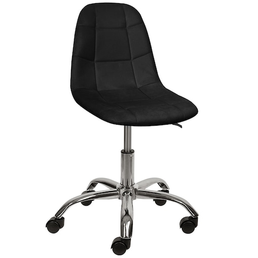 KRZESŁO BIUROWE FOTEL OBROTOWY REGULOWANY WELUROWY PIKOWANY DO BIURKA CZARNY