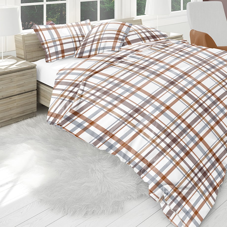 KOBES komplet bawełnianej pościeli, w kratę, 160x200